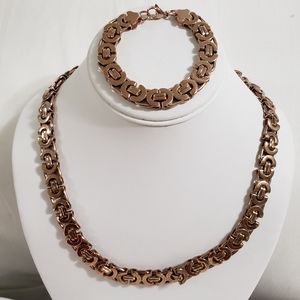 14K Rose Gold Byzantine Necklace & Bracelet